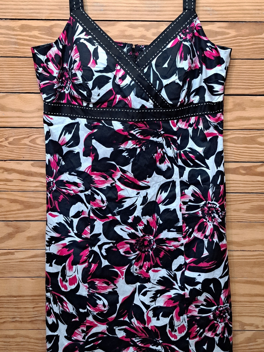 Kim Rogers Black and Pink Floral Midi Dress